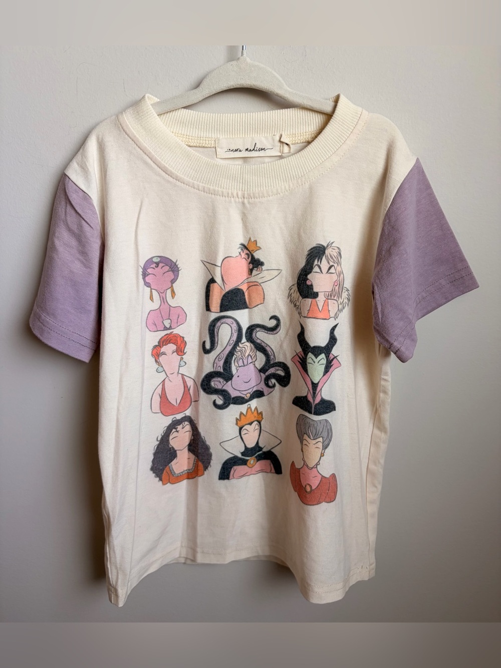 Nora Madison Kids Cream & Lavender Graphic Tee with Disney Villains